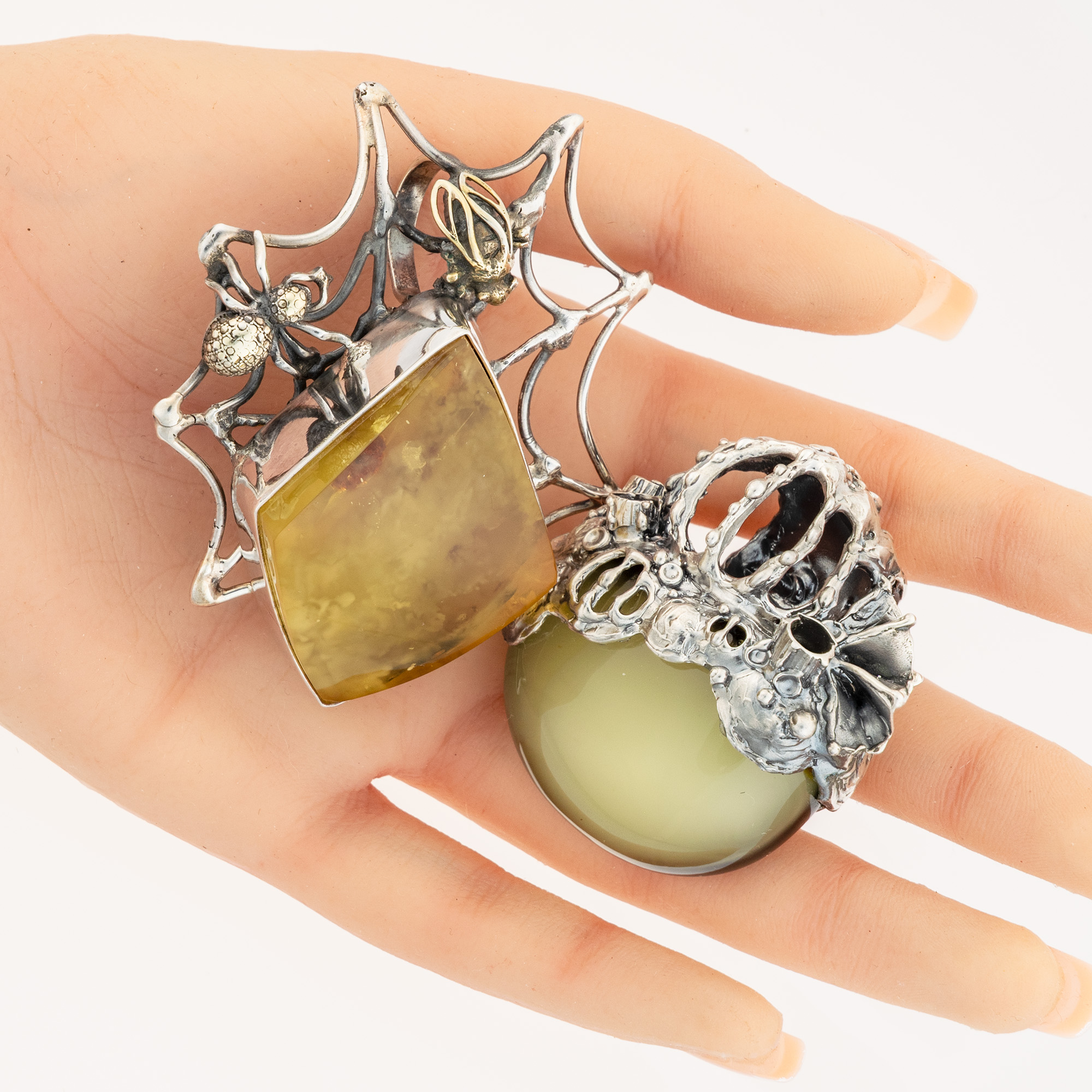 Sterling Silver and Baltic Amber Pumpkin Pendant 6